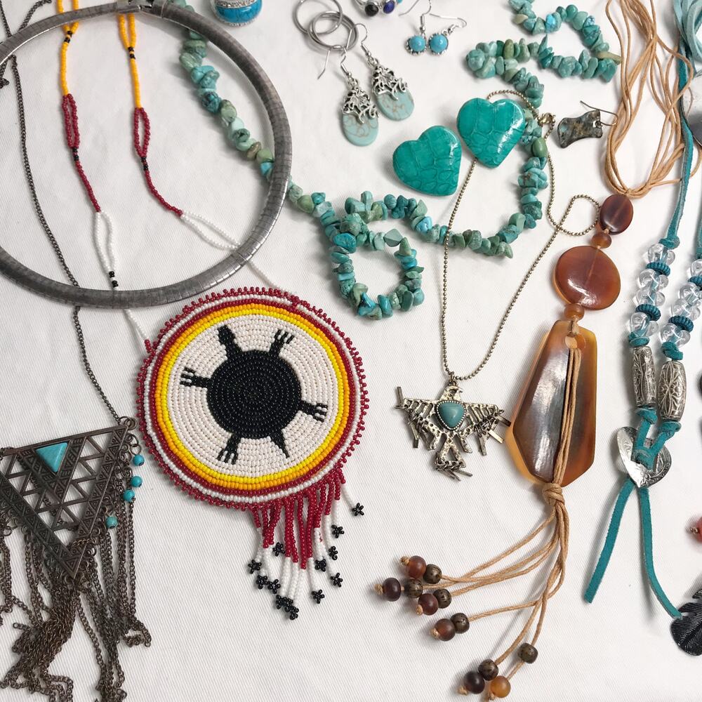 Huge VTG Estate Southwestern Turquoise Silver Jewelry Necklace Earring Lot Bundl - Picture 4 of 11